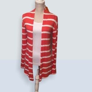 MIX open front orange and white stripe cardigan, sz med